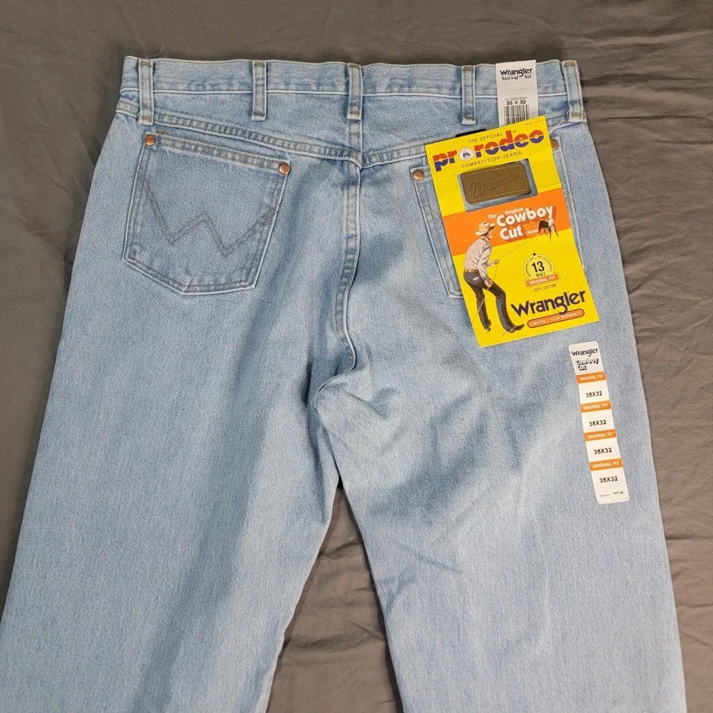 Wrangler Jeans Mens 36x32 Blue Denim 936 Cowboy Cut Orginal Fit 13MWZ Light Wash